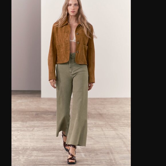 Zara Olive Green Straight Leg Jeans - Picture 3 of 6